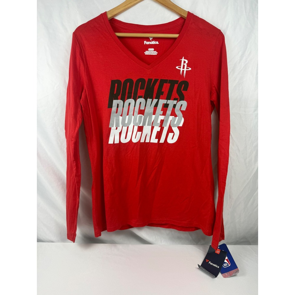 Fanatics Houston‎ Rockets NBA Womens Red Long Sleeve V-Neck T-Shirt Medium NWT